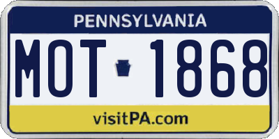 PA license plate MOT1868
