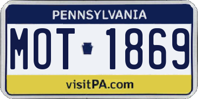 PA license plate MOT1869