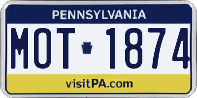 PA license plate MOT1874