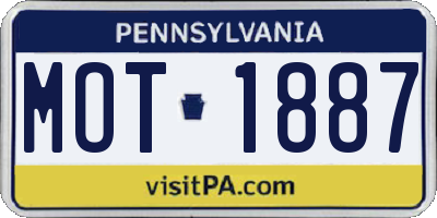 PA license plate MOT1887