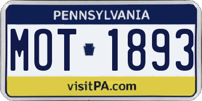 PA license plate MOT1893