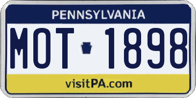 PA license plate MOT1898
