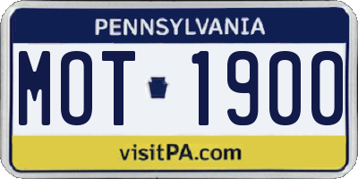 PA license plate MOT1900