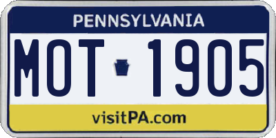 PA license plate MOT1905