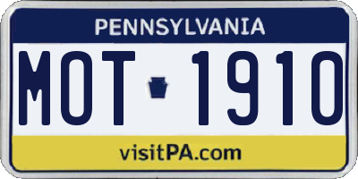 PA license plate MOT1910