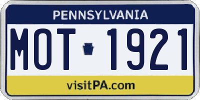 PA license plate MOT1921