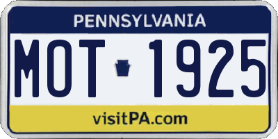 PA license plate MOT1925