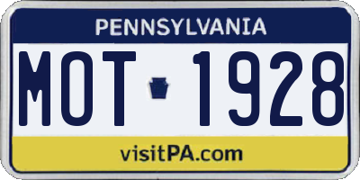 PA license plate MOT1928