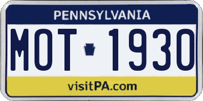 PA license plate MOT1930