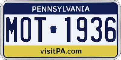 PA license plate MOT1936