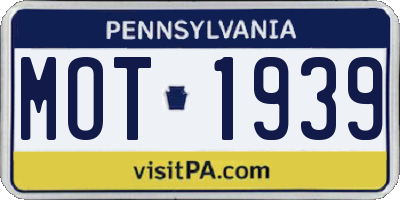 PA license plate MOT1939