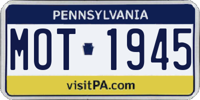 PA license plate MOT1945