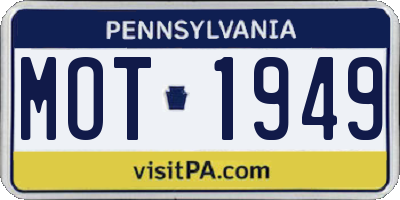 PA license plate MOT1949