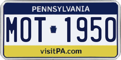 PA license plate MOT1950