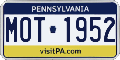 PA license plate MOT1952