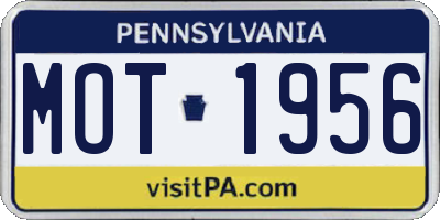 PA license plate MOT1956