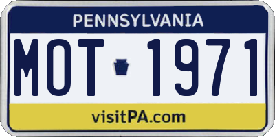 PA license plate MOT1971
