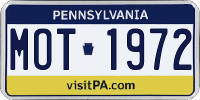 PA license plate MOT1972