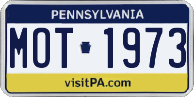 PA license plate MOT1973