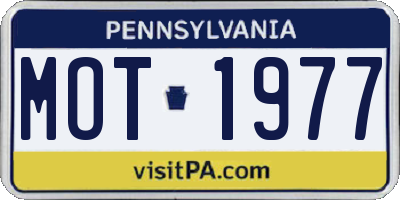 PA license plate MOT1977