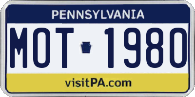 PA license plate MOT1980