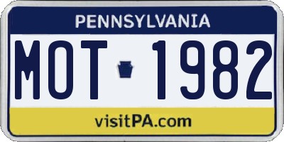 PA license plate MOT1982
