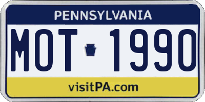 PA license plate MOT1990