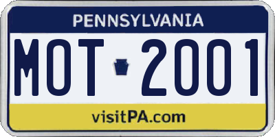 PA license plate MOT2001