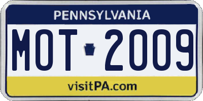 PA license plate MOT2009