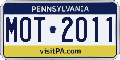 PA license plate MOT2011