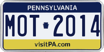 PA license plate MOT2014
