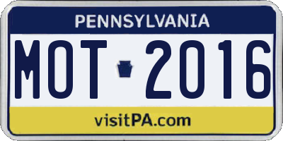 PA license plate MOT2016