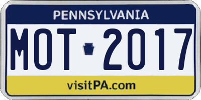 PA license plate MOT2017