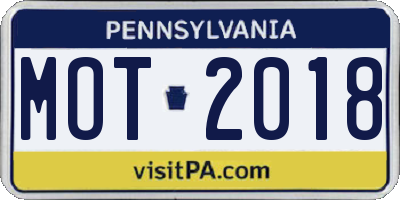 PA license plate MOT2018