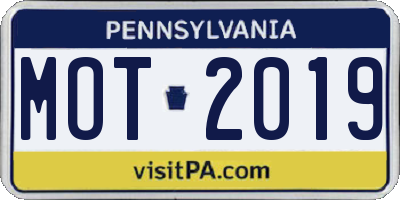 PA license plate MOT2019