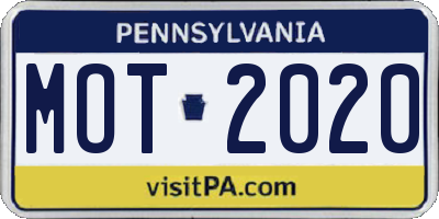 PA license plate MOT2020