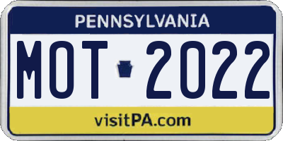 PA license plate MOT2022