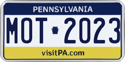 PA license plate MOT2023