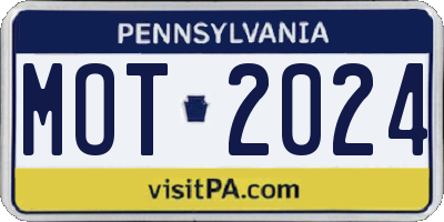 PA license plate MOT2024