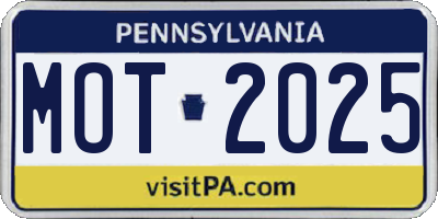 PA license plate MOT2025