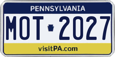 PA license plate MOT2027