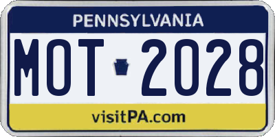 PA license plate MOT2028