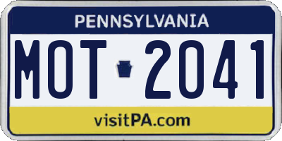 PA license plate MOT2041