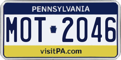 PA license plate MOT2046
