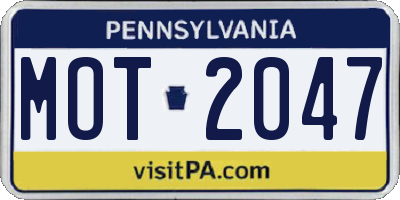 PA license plate MOT2047