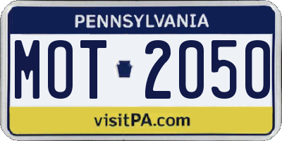 PA license plate MOT2050