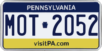 PA license plate MOT2052