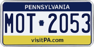 PA license plate MOT2053