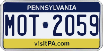 PA license plate MOT2059