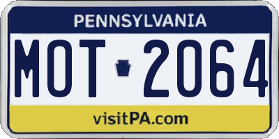 PA license plate MOT2064